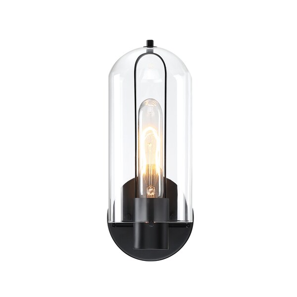 Designers Fountain Skylar 5.25 in. 1-Light Matte Black Wall Sconce Light with Clear Glass Shade for Bathrooms D332M-WS-MB - main
